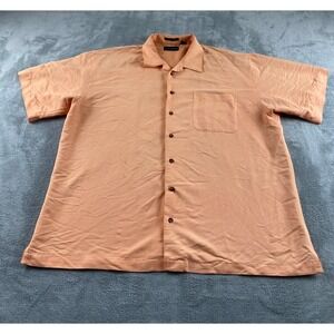 UltraClub Cabana Breeze Mens XL Peach Rayon Blend Short Sleeve Camp Shirt Pocket